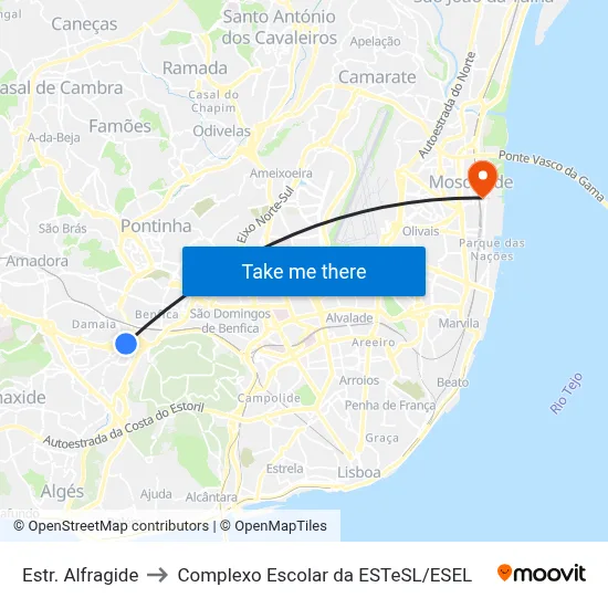 Estr. Alfragide to Complexo Escolar da ESTeSL / ESEL map