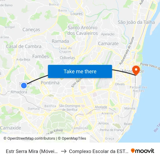 Estr Serra Mira (Móveis Salima) to Complexo Escolar da ESTeSL / ESEL map