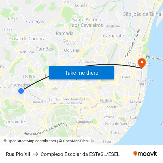 Rua Pio XII to Complexo Escolar da ESTeSL / ESEL map