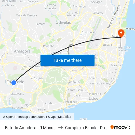 Estr Da Amadora - R Manuel Dos Santos to Complexo Escolar Da Estesl / Esel map