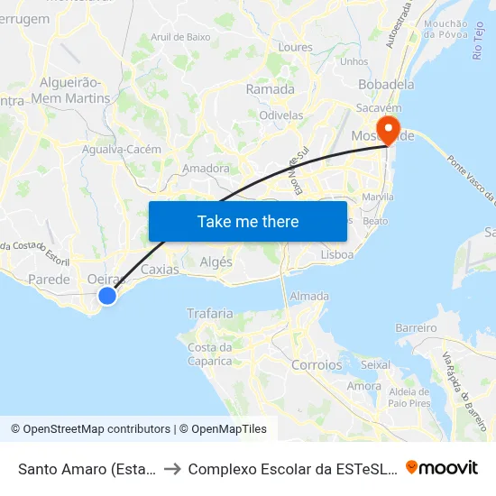 Santo Amaro (Estação) to Complexo Escolar da ESTeSL / ESEL map