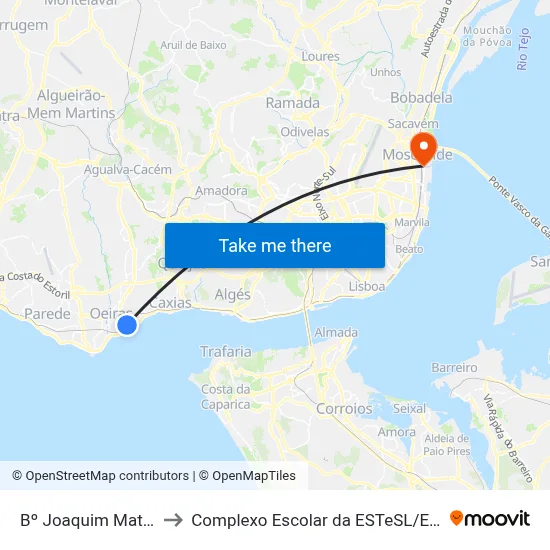 Bº Joaquim Matias to Complexo Escolar da ESTeSL / ESEL map