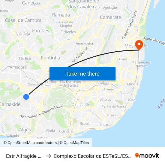 Estr Alfragide 17 to Complexo Escolar da ESTeSL / ESEL map