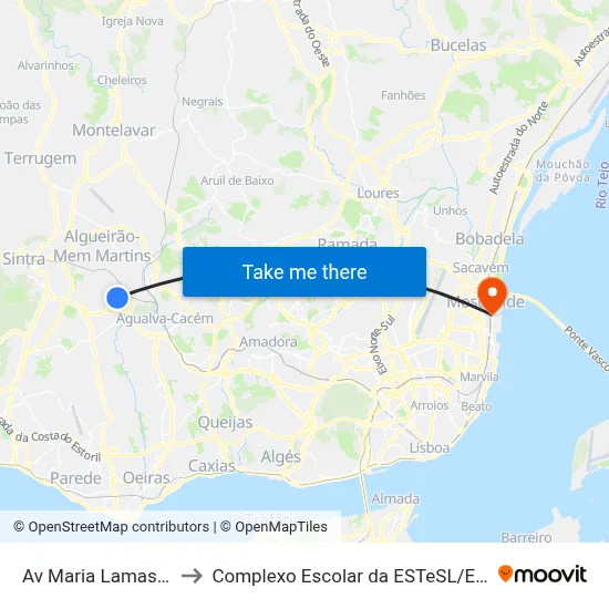 Av Maria Lamas 29 to Complexo Escolar da ESTeSL / ESEL map