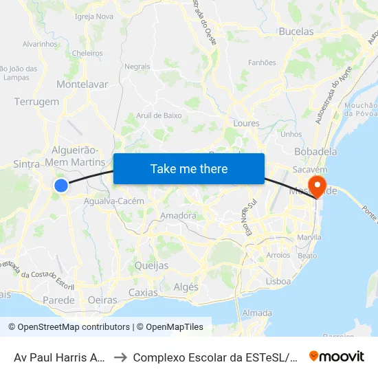 Av Paul Harris Avon to Complexo Escolar da ESTeSL / ESEL map
