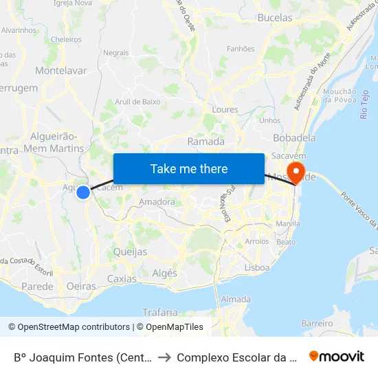 Bº Joaquim Fontes (Centro Comercial) to Complexo Escolar da ESTeSL / ESEL map