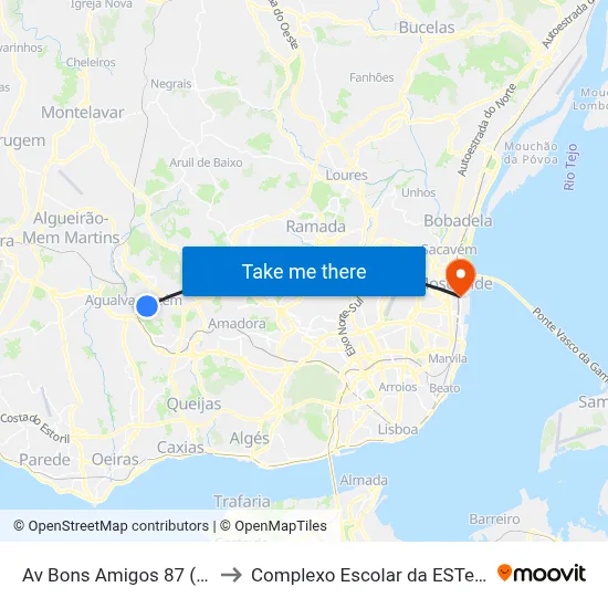 Av Bons Amigos 87 (Escola) to Complexo Escolar da ESTeSL / ESEL map