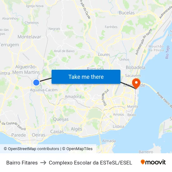 Bairro Fitares to Complexo Escolar da ESTeSL / ESEL map
