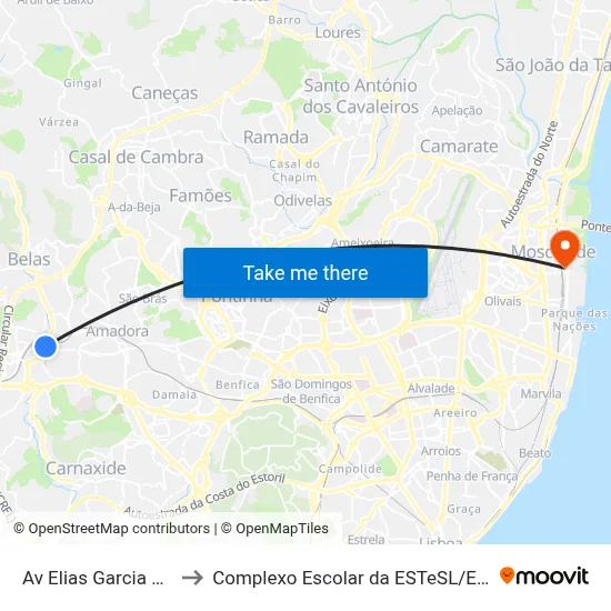 Av Elias Garcia 219 to Complexo Escolar da ESTeSL / ESEL map