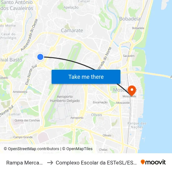Rampa Mercado to Complexo Escolar da ESTeSL / ESEL map