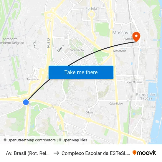Av. Brasil (Rot. Relógio) to Complexo Escolar da ESTeSL / ESEL map
