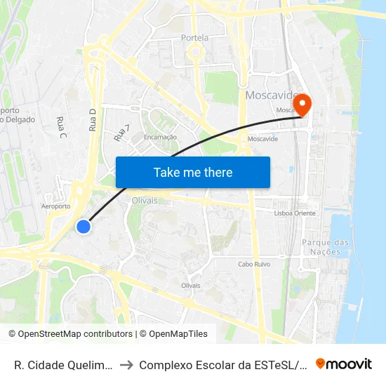 R. Cidade Quelimane to Complexo Escolar da ESTeSL / ESEL map