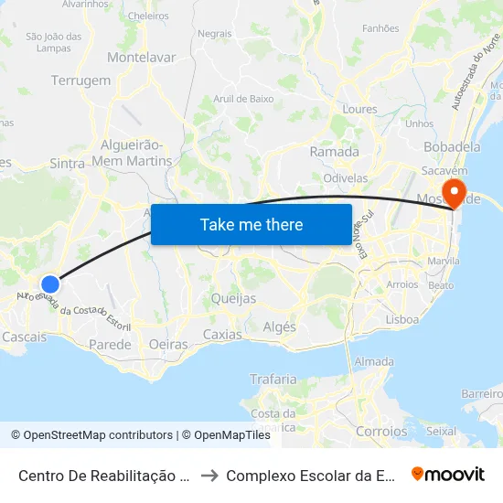 Centro De Reabilitação De Alcoitão to Complexo Escolar da ESTeSL / ESEL map