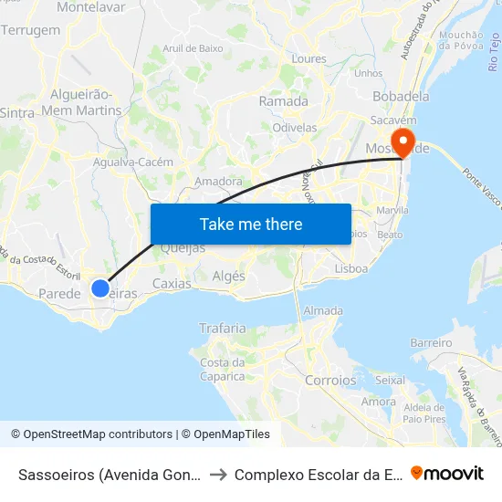 Sassoeiros (Avenida Gonçalves Zarco) to Complexo Escolar da ESTeSL / ESEL map