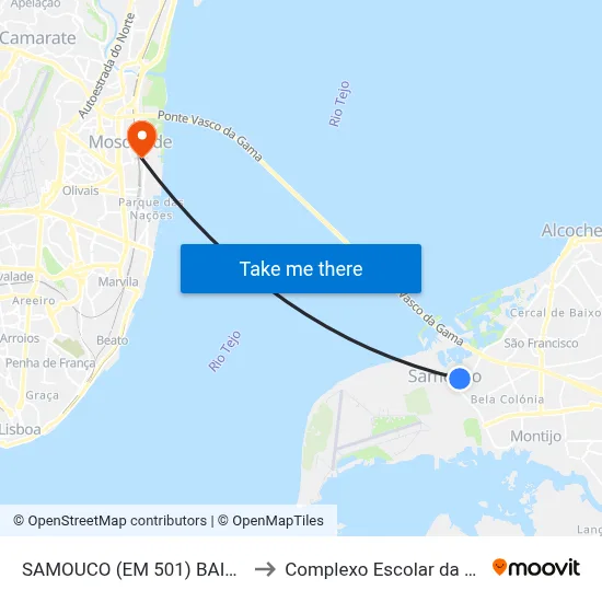 SAMOUCO (EM 501) BAIRRO NOVO 210 to Complexo Escolar da ESTeSL / ESEL map