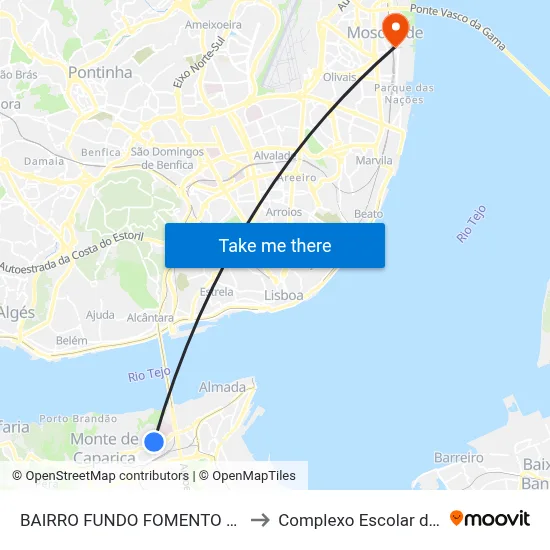 BAIRRO FUNDO FOMENTO R 3 VALES (ESCOLA) to Complexo Escolar da ESTeSL / ESEL map