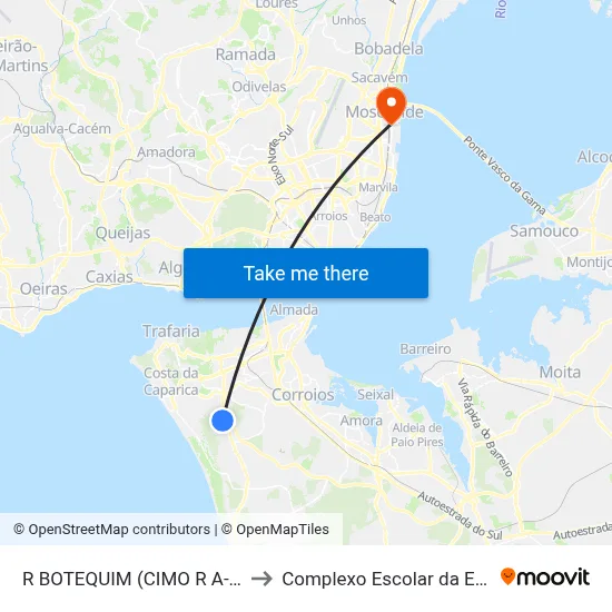 R BOTEQUIM (CIMO R A-VER-O-MAR) to Complexo Escolar da ESTeSL / ESEL map