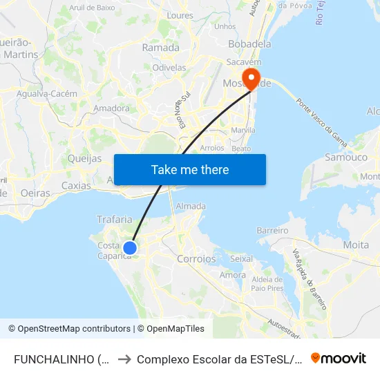 FUNCHALINHO (NÓ) to Complexo Escolar da ESTeSL / ESEL map