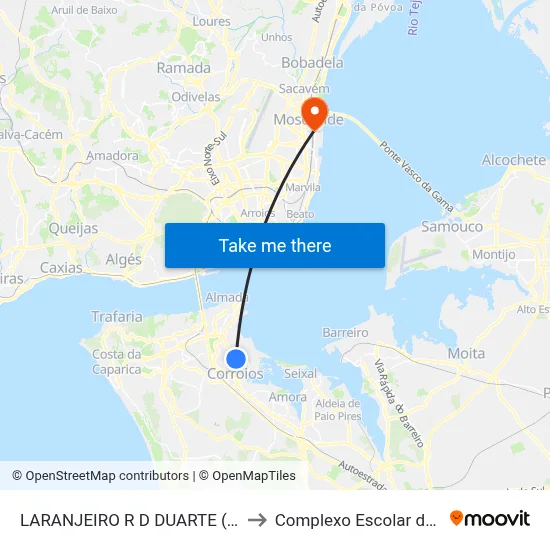 LARANJEIRO R D DUARTE (PARAL R EUCALIP) to Complexo Escolar da ESTeSL / ESEL map
