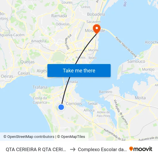QTA CERIEIRA R QTA CERIEIRA 52 (ESCOLA) to Complexo Escolar da ESTeSL / ESEL map