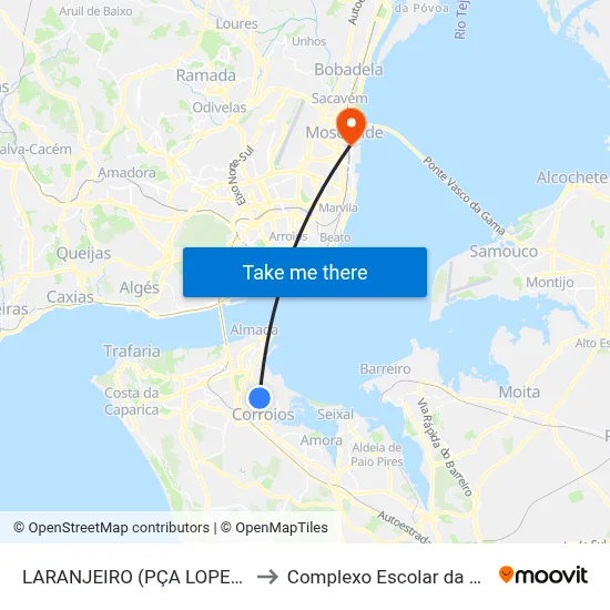 LARANJEIRO (PÇA LOPES GRAÇA 13B) to Complexo Escolar da ESTeSL / ESEL map