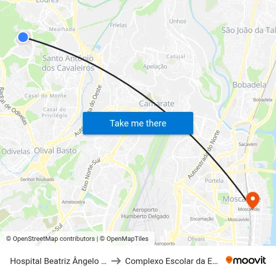 Hospital Beatriz Ângelo (Consultas) to Complexo Escolar da ESTeSL / ESEL map
