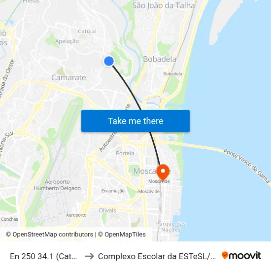 En 250 34.1 (Catujal) to Complexo Escolar da ESTeSL / ESEL map