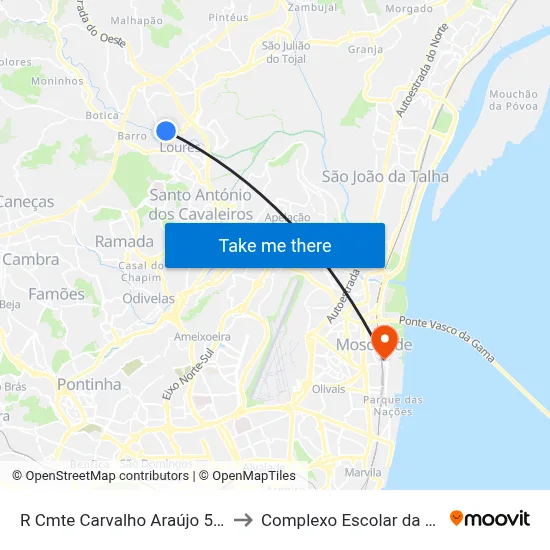 R Cmte Carvalho Araújo 52 (Sete Casas) to Complexo Escolar da ESTeSL / ESEL map