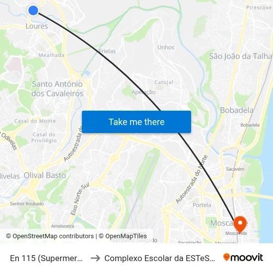 En 115 (Supermercado) to Complexo Escolar da ESTeSL / ESEL map
