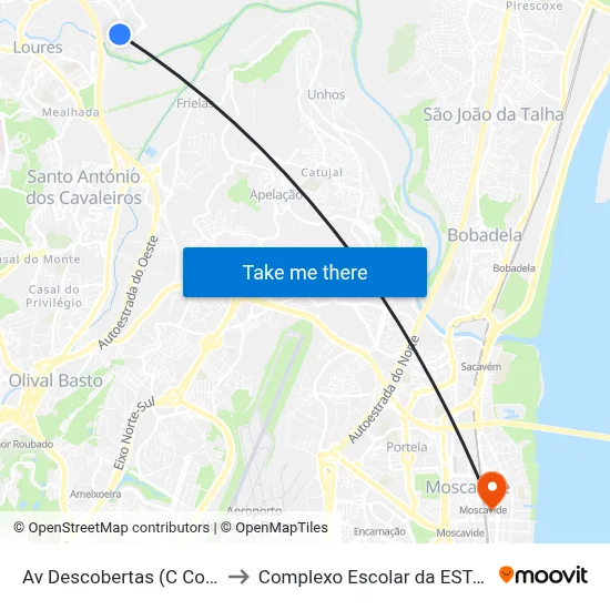 Av Descobertas (C Comercial) to Complexo Escolar da ESTeSL / ESEL map
