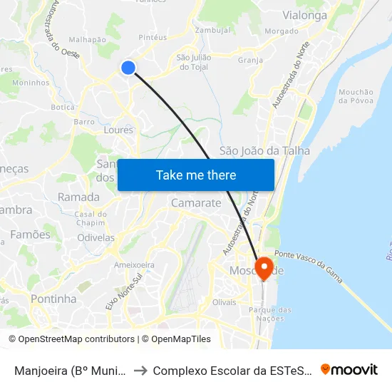 Manjoeira (Bº Municipal) to Complexo Escolar da ESTeSL / ESEL map