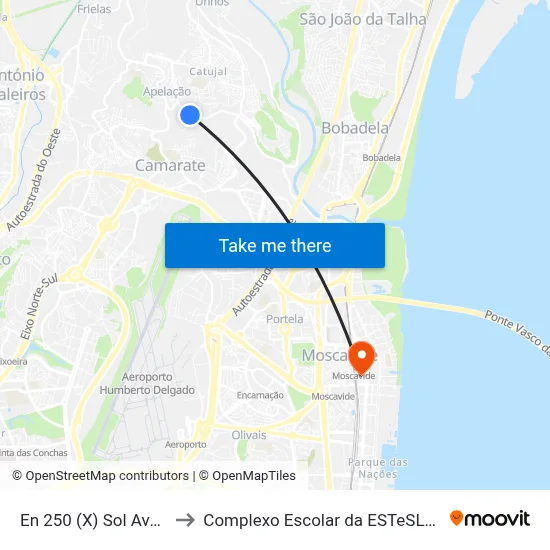 En 250 (X) Sol Avesso to Complexo Escolar da ESTeSL / ESEL map