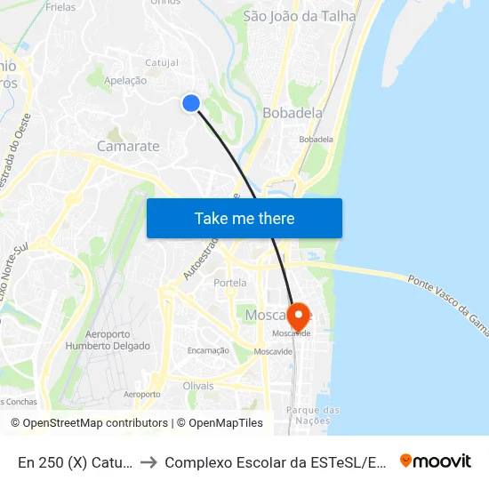 En 250 (X) Catujal to Complexo Escolar da ESTeSL / ESEL map