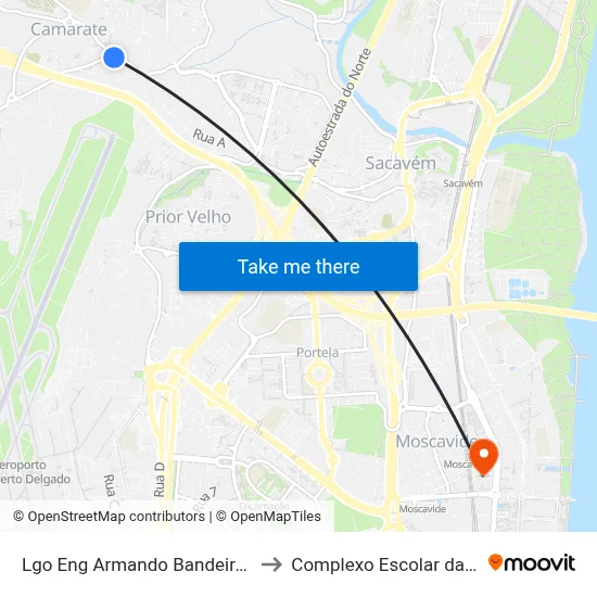 Lgo Eng Armando Bandeira Vaz (Camarate) to Complexo Escolar da ESTeSL / ESEL map