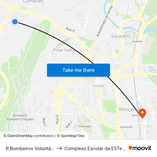 R Bombeiros Voluntários 24 to Complexo Escolar da ESTeSL / ESEL map