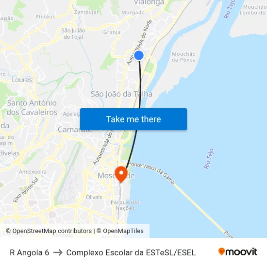 R Angola 6 to Complexo Escolar da ESTeSL / ESEL map