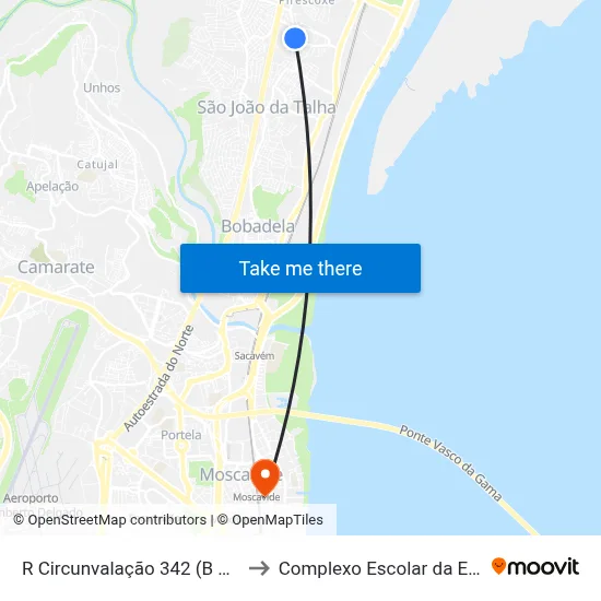 R Circunvalação 342 (B Estacal Novo) to Complexo Escolar da ESTeSL / ESEL map