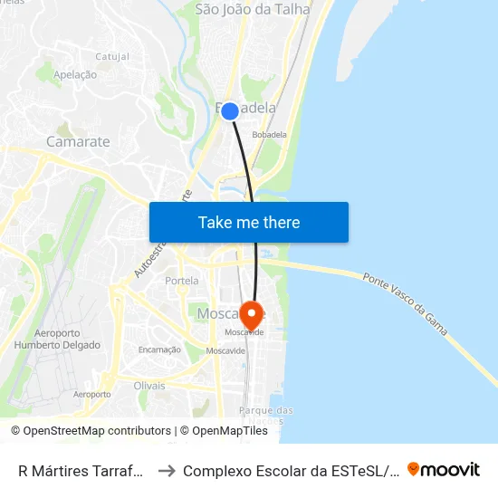 R Mártires Tarrafal 43 to Complexo Escolar da ESTeSL / ESEL map