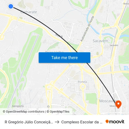 R Gregório Júlio Conceição (X) Urb Nova to Complexo Escolar da ESTeSL / ESEL map