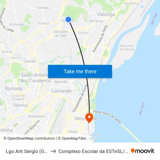 Lgo Ant Sérgio (GNR) to Complexo Escolar da ESTeSL / ESEL map