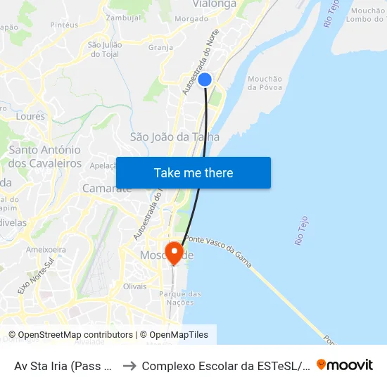 Av Sta Iria (Pass Sup) to Complexo Escolar da ESTeSL / ESEL map