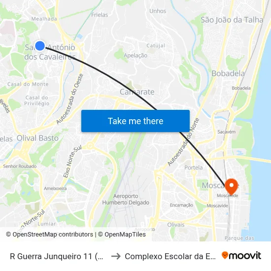 R Guerra Junqueiro 11 (Cidade Nova) to Complexo Escolar da ESTeSL / ESEL map
