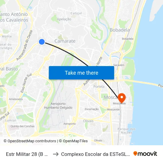 Estr Militar 28 (B Grilo) to Complexo Escolar da ESTeSL / ESEL map