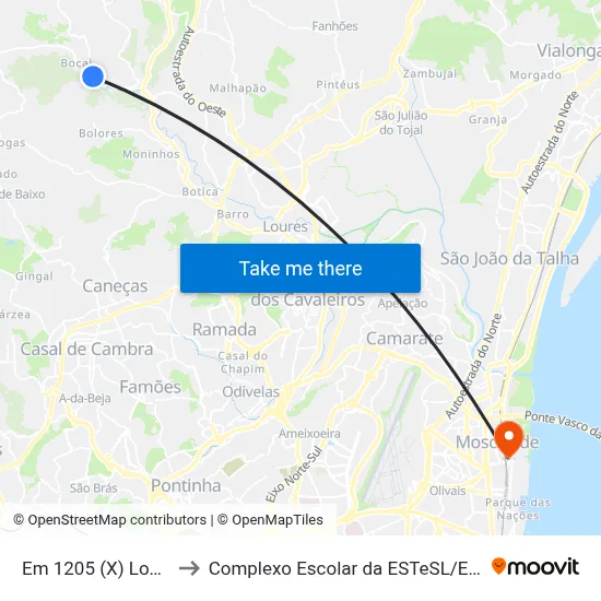 Em 1205 (X) Lousa to Complexo Escolar da ESTeSL / ESEL map