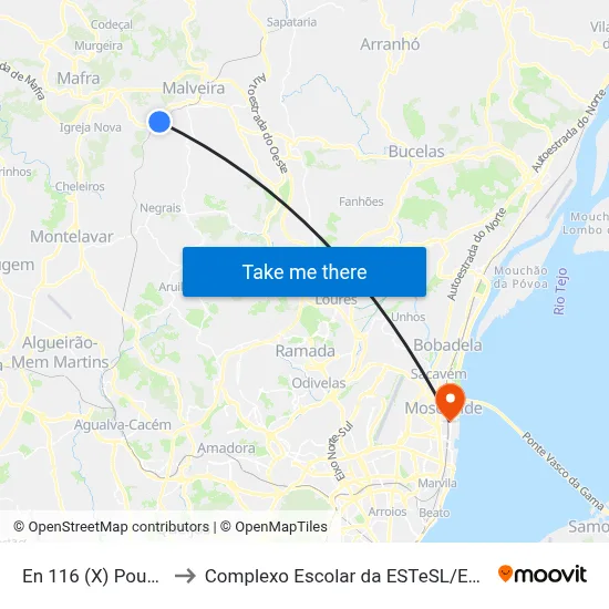 En 116 (X) Pousal to Complexo Escolar da ESTeSL / ESEL map
