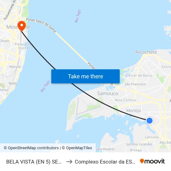 BELA VISTA (EN 5) SEMÁFOROS to Complexo Escolar da ESTeSL / ESEL map