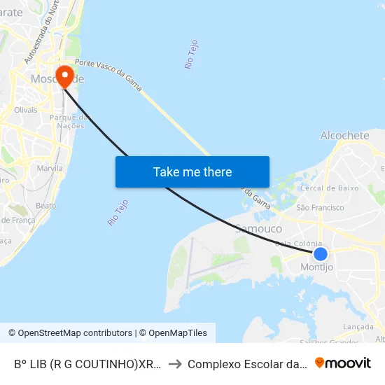 Bº LIB (R G COUTINHO)XR LUIS CORR MOR to Complexo Escolar da ESTeSL / ESEL map