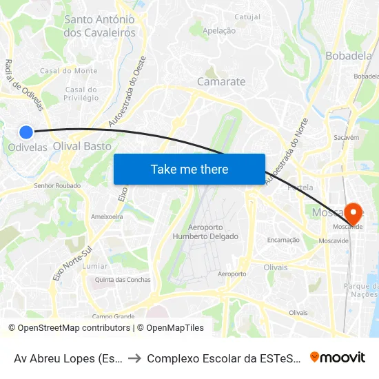 Av Abreu Lopes (Escola) to Complexo Escolar da ESTeSL / ESEL map