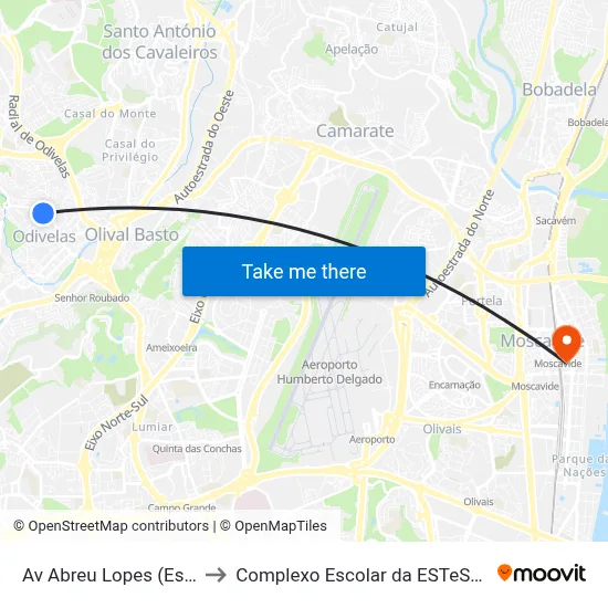 Av Abreu Lopes (Escola) to Complexo Escolar da ESTeSL / ESEL map