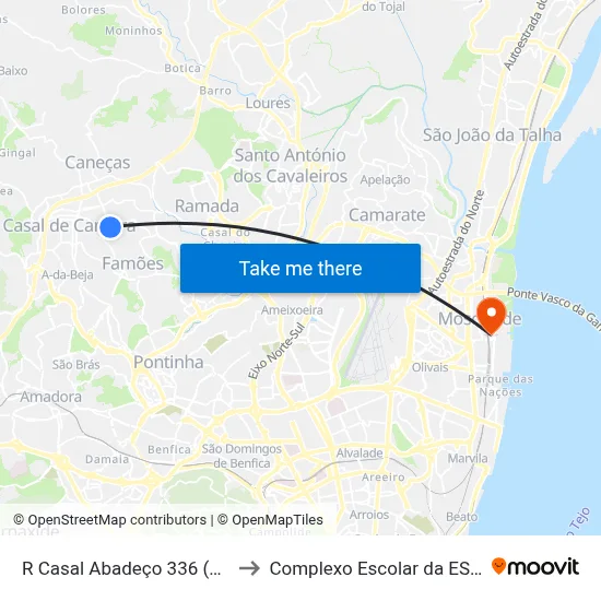 R Casal Abadeço 336 (X) R L Alves to Complexo Escolar da ESTeSL / ESEL map